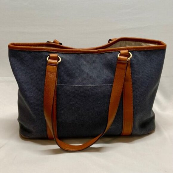Michael Kors Canvas with Leather Trim Oversized Tote Denim & Brown Rare GUC - Picture 5 of 15